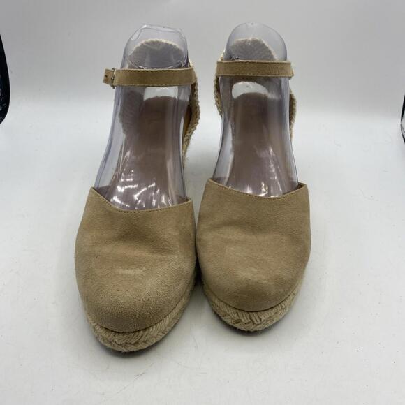 Apaseart Espardrille Wedge Heel Ankle Strap Leather Made in Spain Size 9.5 - Picture 2 of 13